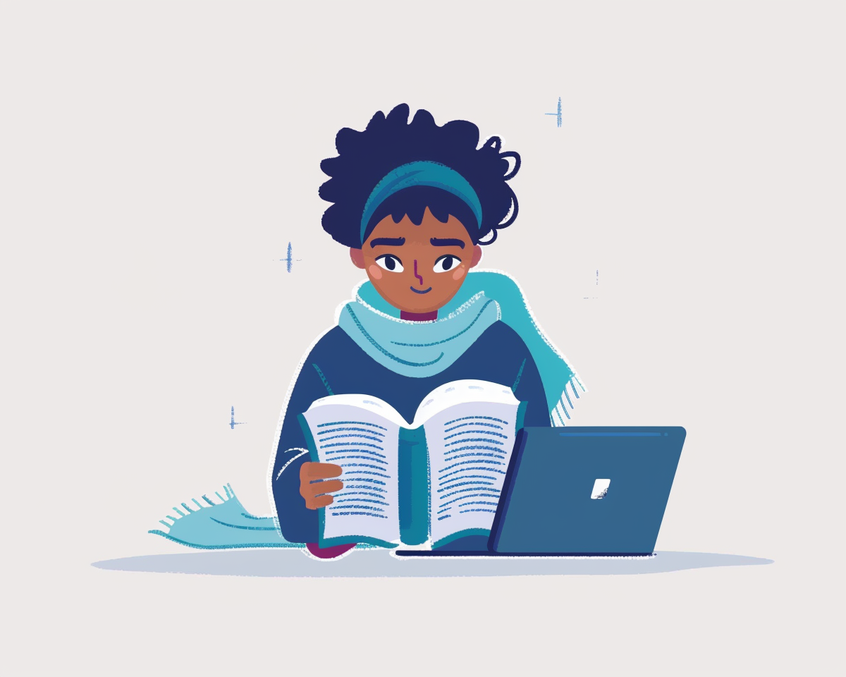 Student reading Wonders textbook with online tutor