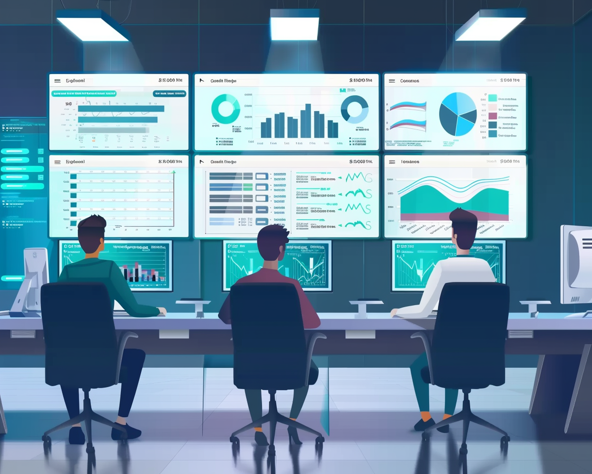 QA team monitoring online English lessons on dashboard