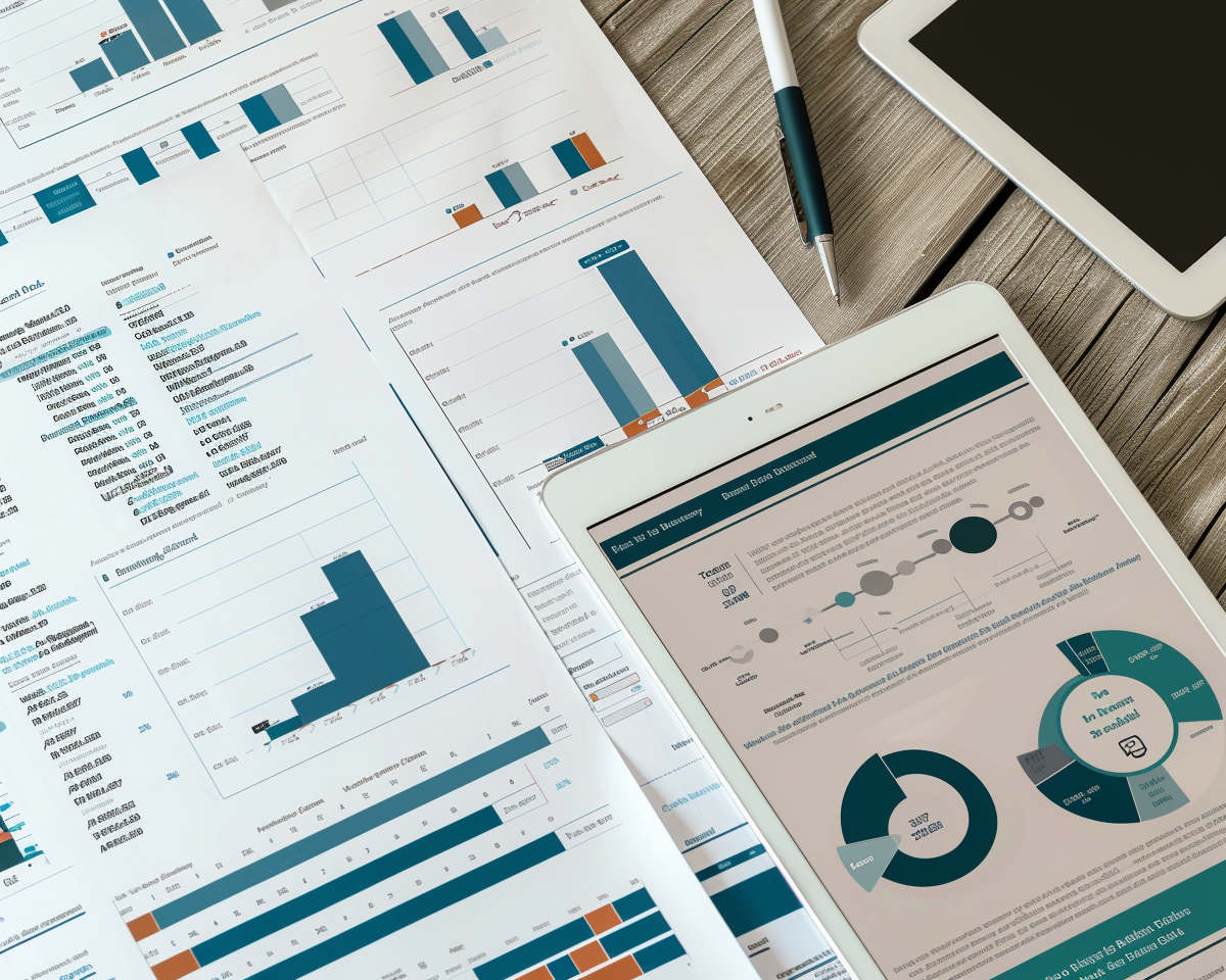 Printed reports and PDF review materials for English learning